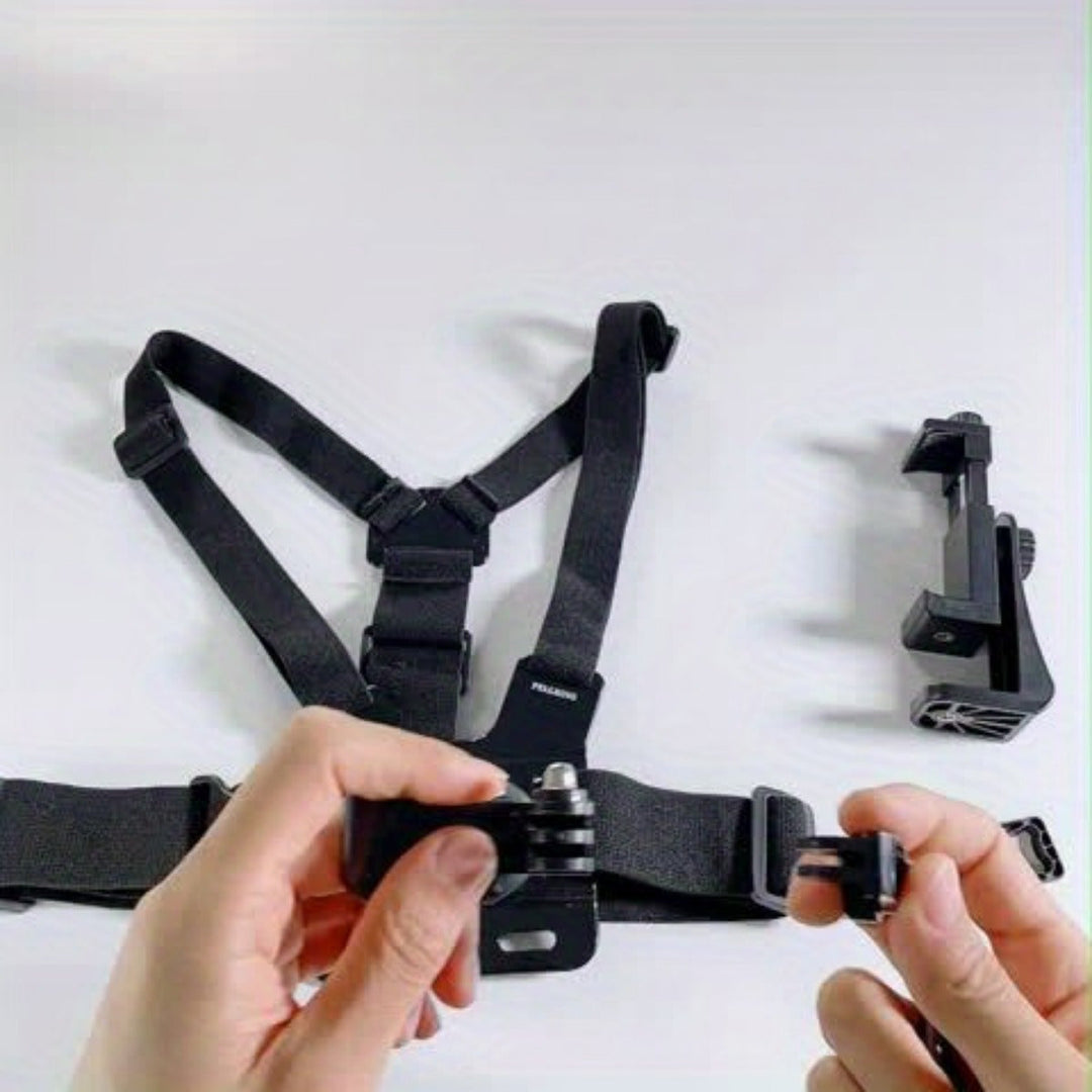 Luvikno | Justerbar Håndfri Brystreim for Komfortabel Filming og Fotografi – Sikker Telefonholder for Smartphones og Action-kameraer