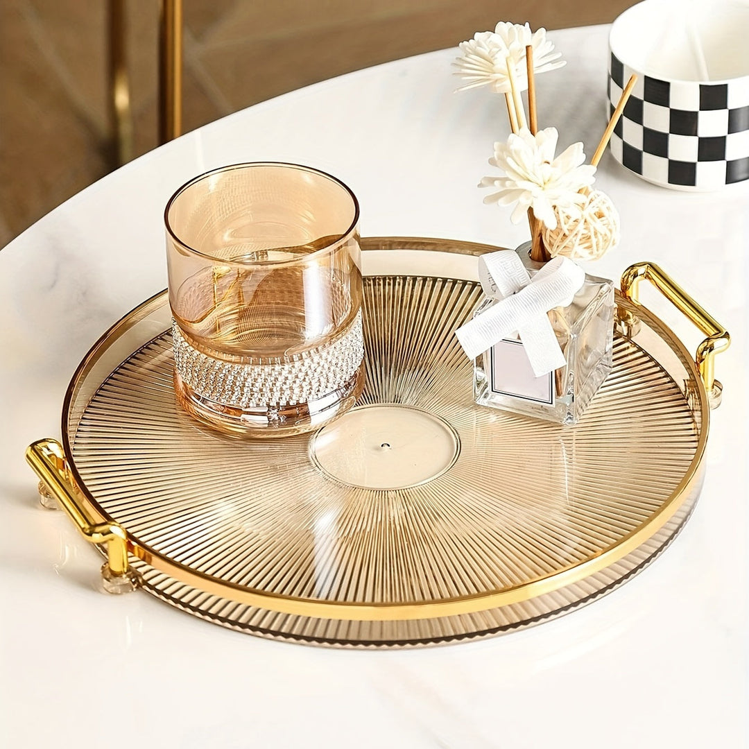 Gilded Elegance – Luksus Serveringsbrett med Gyldne Håndtak Luvikno