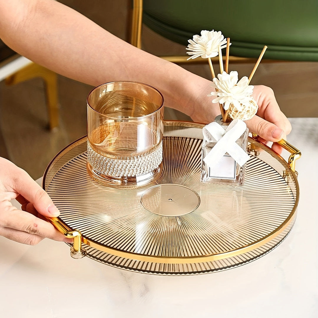 Gilded Elegance – Luksus Serveringsbrett med Gyldne Håndtak Luvikno