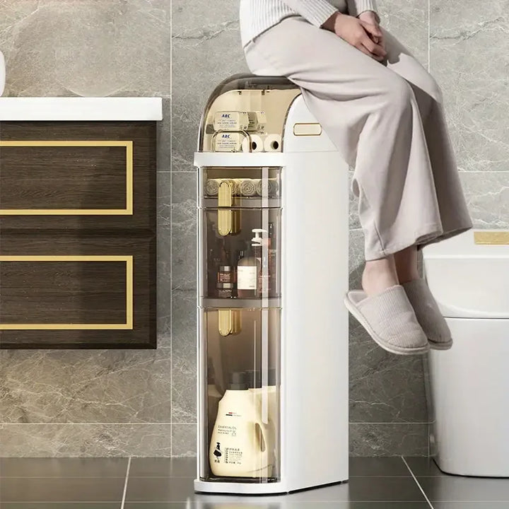 Luvikno | BathroomBliss Rulleskap | Plassbesparende badeværelsesløsning med hjul for enkel flytting
