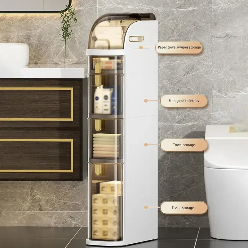 Luvikno | BathroomBliss Rulleskap | Plassbesparende badeværelsesløsning med hjul for enkel flytting