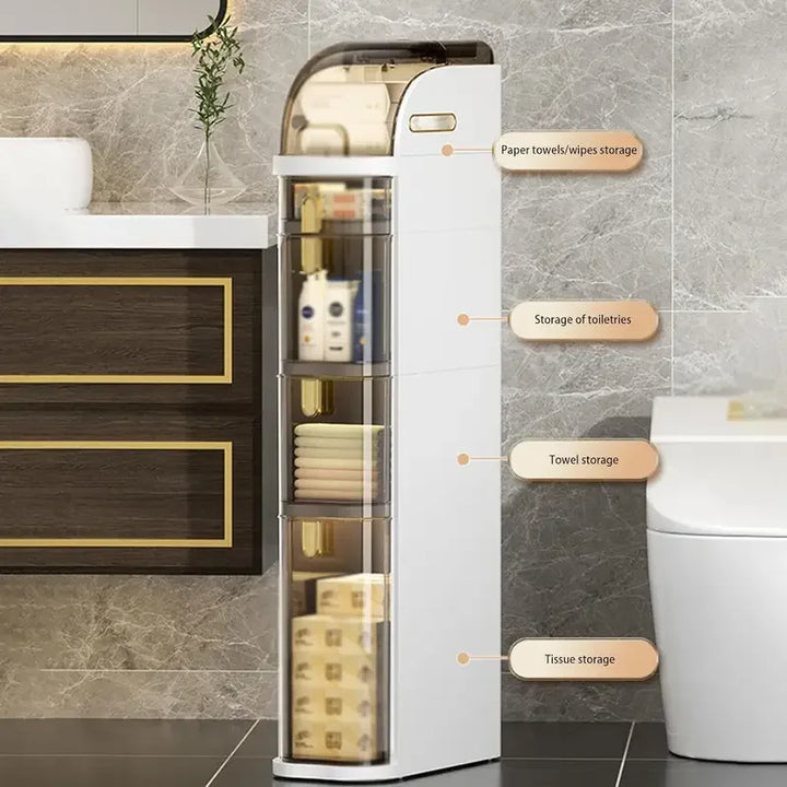 Luvikno | BathroomBliss Rulleskap | Plassbesparende badeværelsesløsning med hjul for enkel flytting