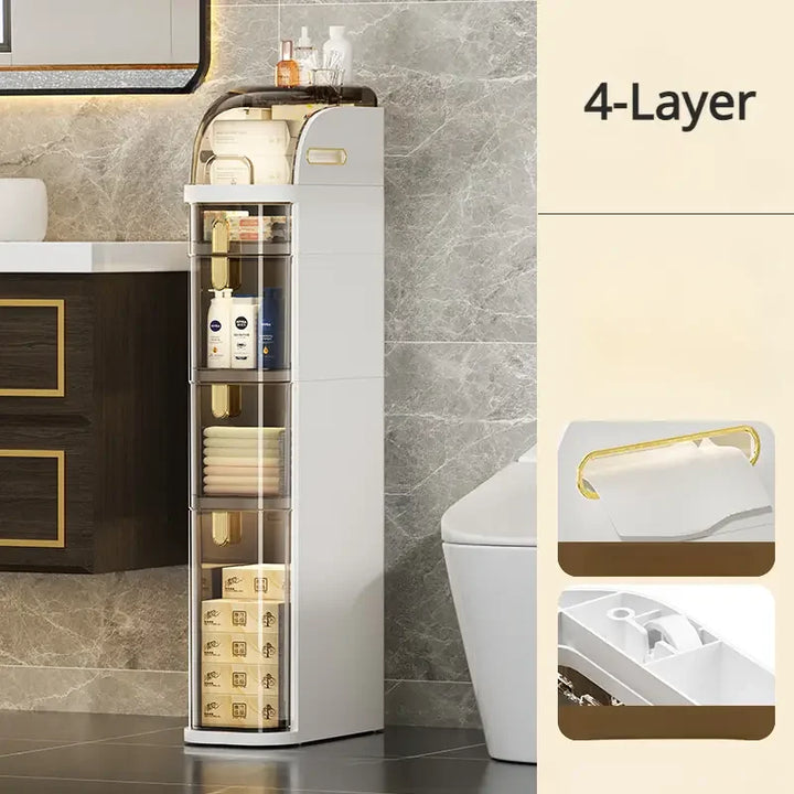 Luvikno | BathroomBliss Rulleskap | Plassbesparende badeværelsesløsning med hjul for enkel flytting