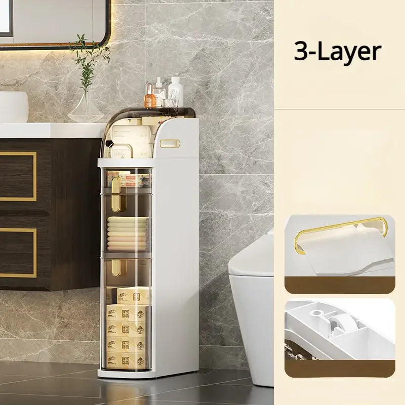 Luvikno | BathroomBliss Rulleskap | Plassbesparende badeværelsesløsning med hjul for enkel flytting