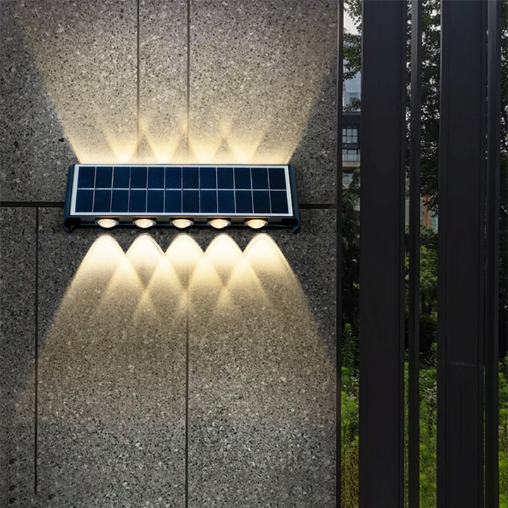 Luvikno | Lumiora Moderne Solar-LED Vegglampe for Utebruk | Rektangulært Design | IP56 Vanntett | Ulike Størrelser og Lys Intensiteter