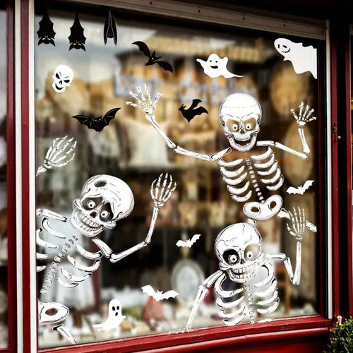 140PCS Halloween Vindu Klistermerker Dekor - Dobbeltsidige Avtakbare Klistremerker For Innendørs Halloween Fest Dekorasjoner Luvikno