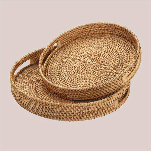 RattanServe - Elegant Håndlaget Fat av Naturlig Rattan Luvikno