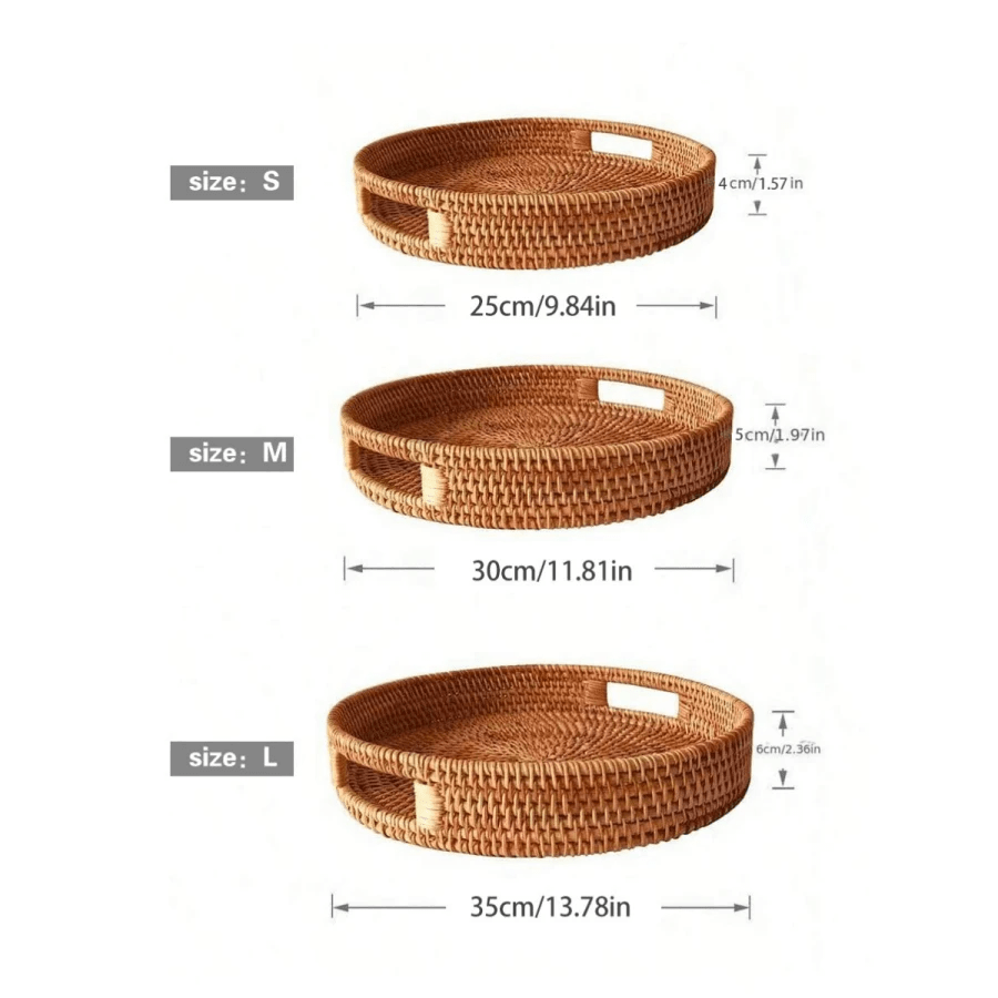 RattanServe - Elegant Håndlaget Fat av Naturlig Rattan Luvikno