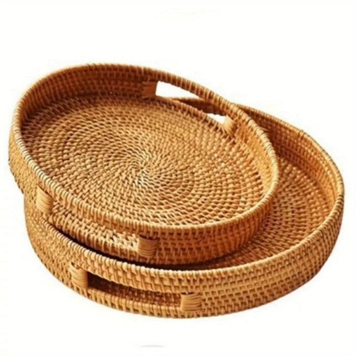 RattanServe - Elegant Håndlaget Fat av Naturlig Rattan Luvikno