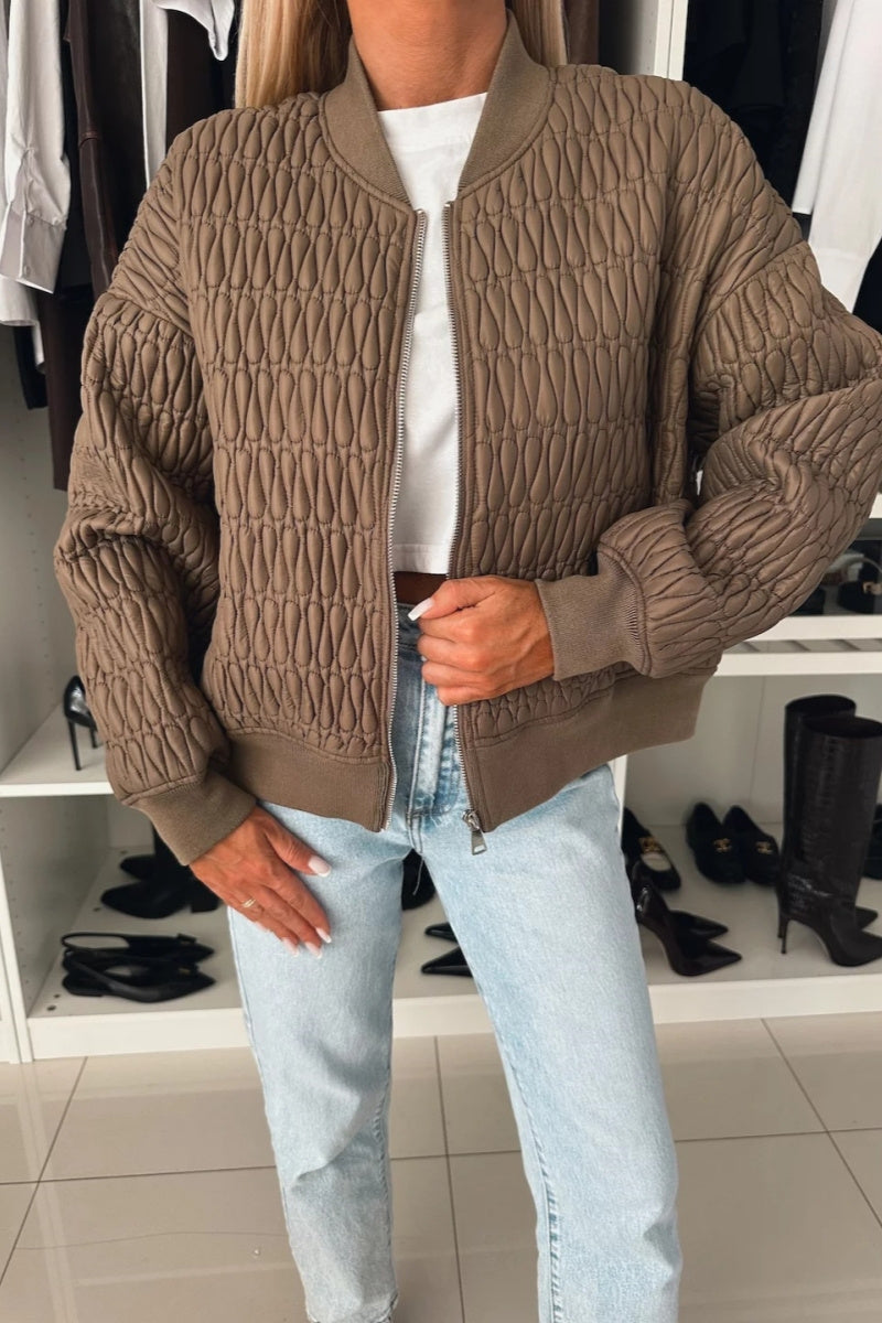 Luvik | Yksivärinen rento takki, jossa on vetoketju ja Mao-kaulus