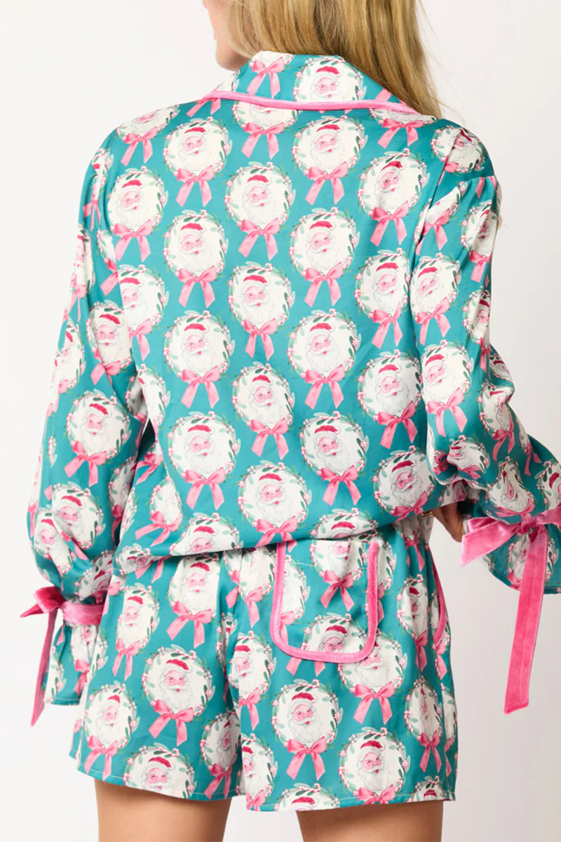 Luvik | Rento Joulupukki joulukuusi nauhoitus kontrasti käännettävä kauluksessa pitkähihainen kaksiosainen (4 väriä)