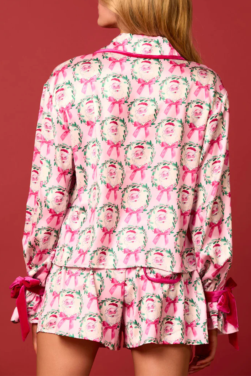 Luvik | Rento Joulupukki joulukuusi nauhoitus kontrasti käännettävä kauluksessa pitkähihainen kaksiosainen (4 väriä)