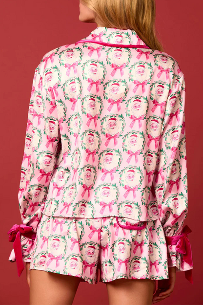 Luvik | Rento Joulupukki joulukuusi nauhoitus kontrasti käännettävä kauluksessa pitkähihainen kaksiosainen (4 väriä)