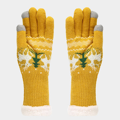 Luvik | Jouluporon kuvio Sametti Lippalakki Huivi Hanskat Setti (6 Väriä)