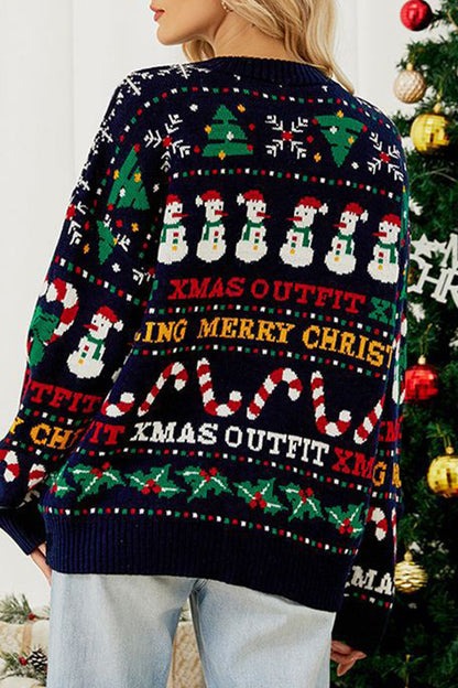 Luvik | Arkinen Päivittäinen Lumikiteet Joulukuusi Kirjaimet Kudonta Kontrastti O Kaula Neule