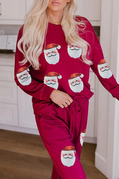 Luvik | Rento Juhlapukeutuminen Joulupukki Joulukuusi Karkki Palahetti Nauhoitus O-kaula Pitkähihaiset Kaksi osaa (3 Väriä)