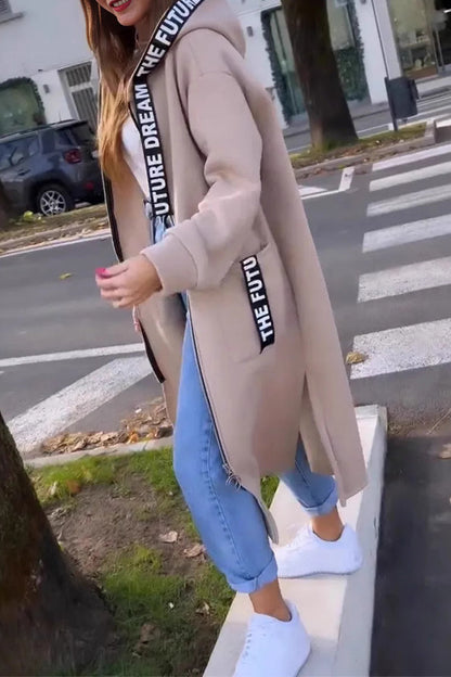 Luvik | Lune gateboks kirjain laukut patchwork vetoketju huppari - 5 väriä