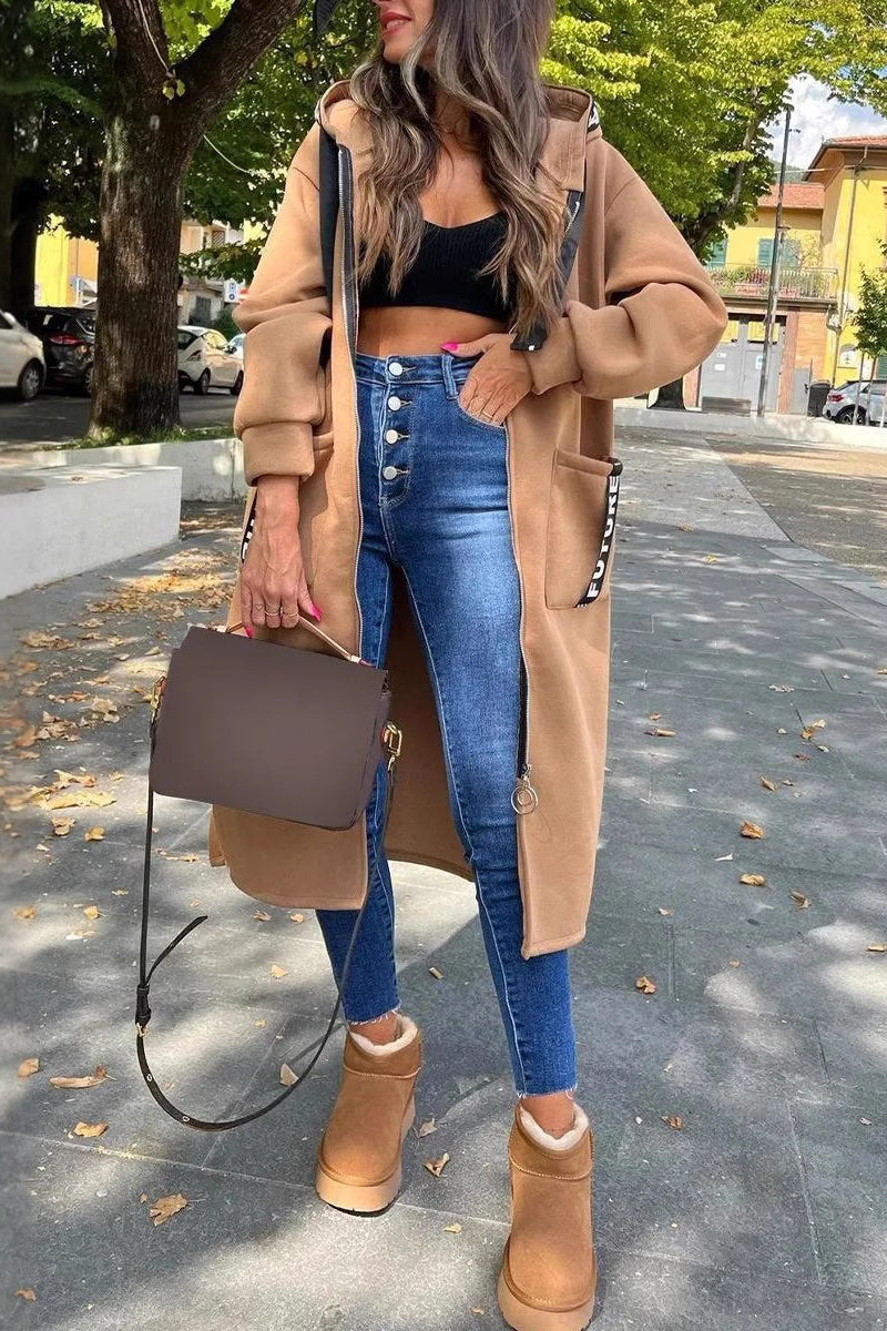 Luvik | Lune gateboks kirjain laukut patchwork vetoketju huppari - 5 väriä