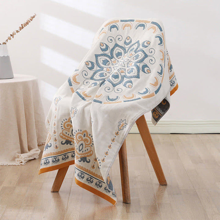 Blomstertrykk Jacquard Bomull Håndkle 70x140cm | Luvikno