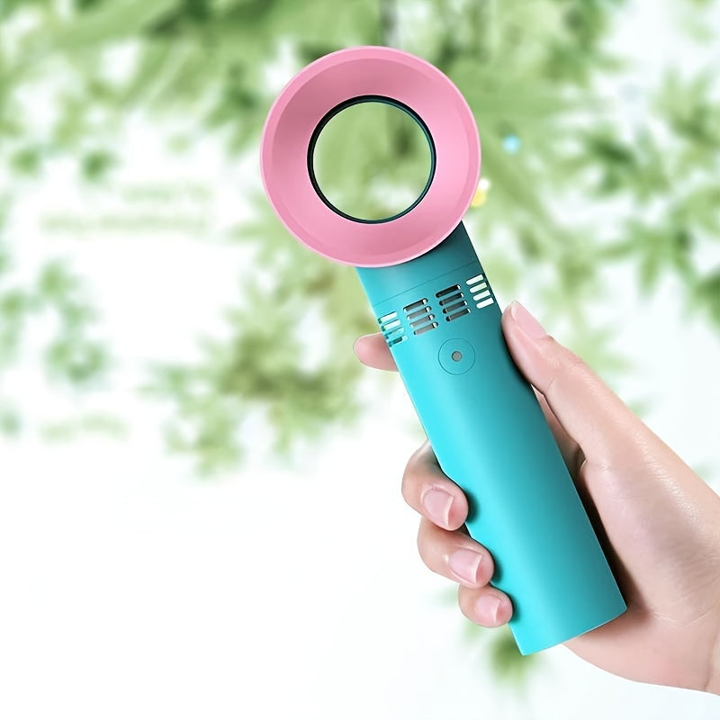 1pc USB Oppladbar Bladeless Håndholdt Vifte - Bærbar Mini Skrivebordsvifte med 3 Hastigheter for Reise, Camping, Kontor og Rombruk | Luvikno