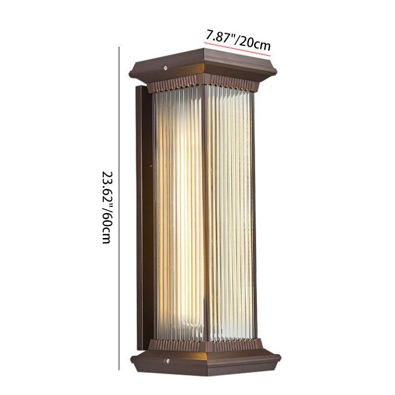 Moderne minimalistisk vanntett rektangulær aluminium glass 1/2 lys utendørs vegglampe for hage | Luvikno