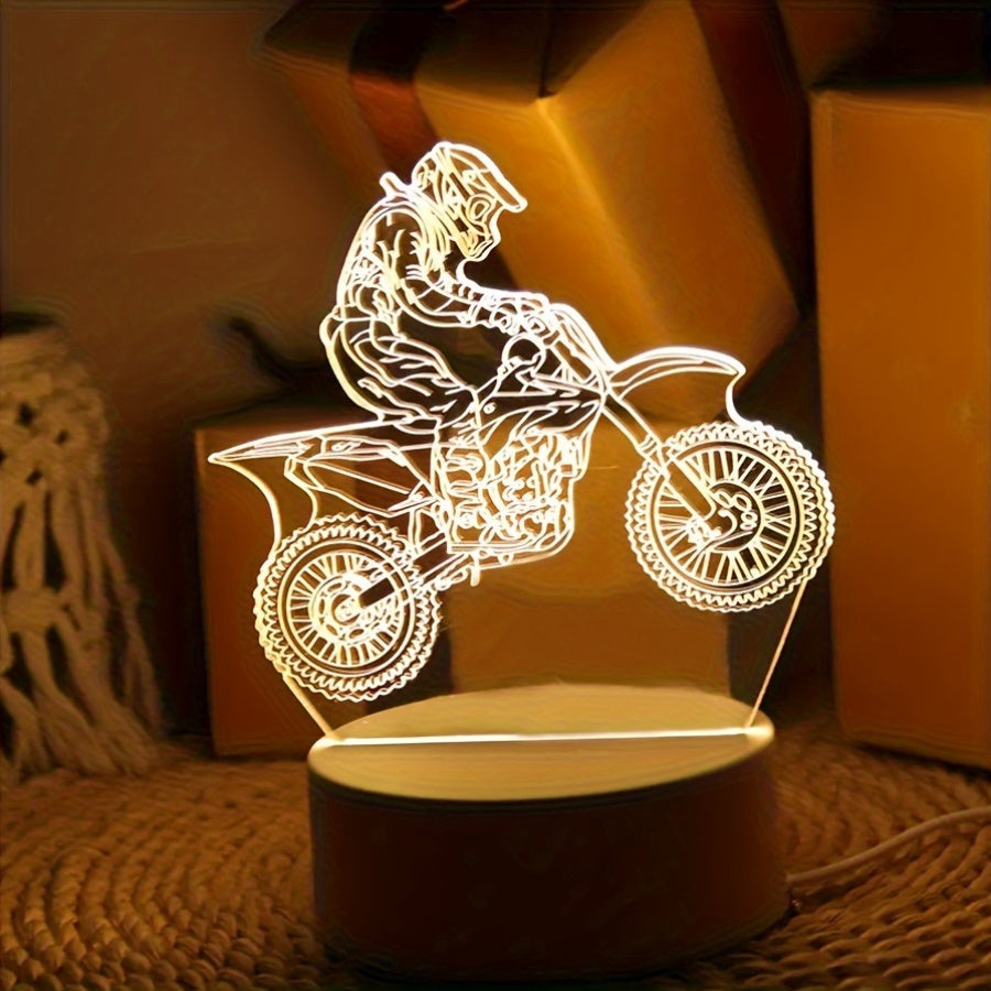 MotoLamp - 3D LED Nattlampe Motocross Tema Luvikno