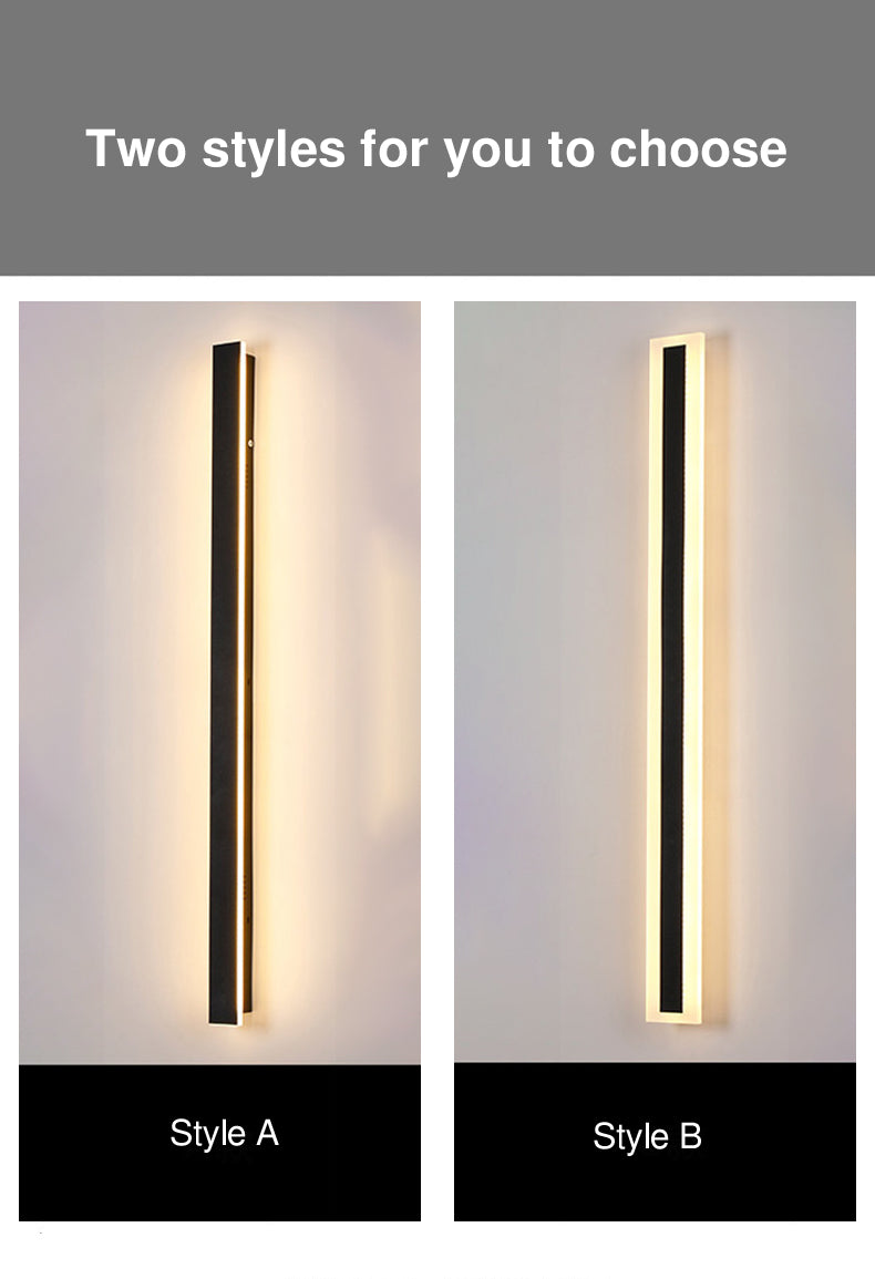 Moderne minimalistisk lang rektangulær aluminium akryl LED vegglampe for hage | Luvikno