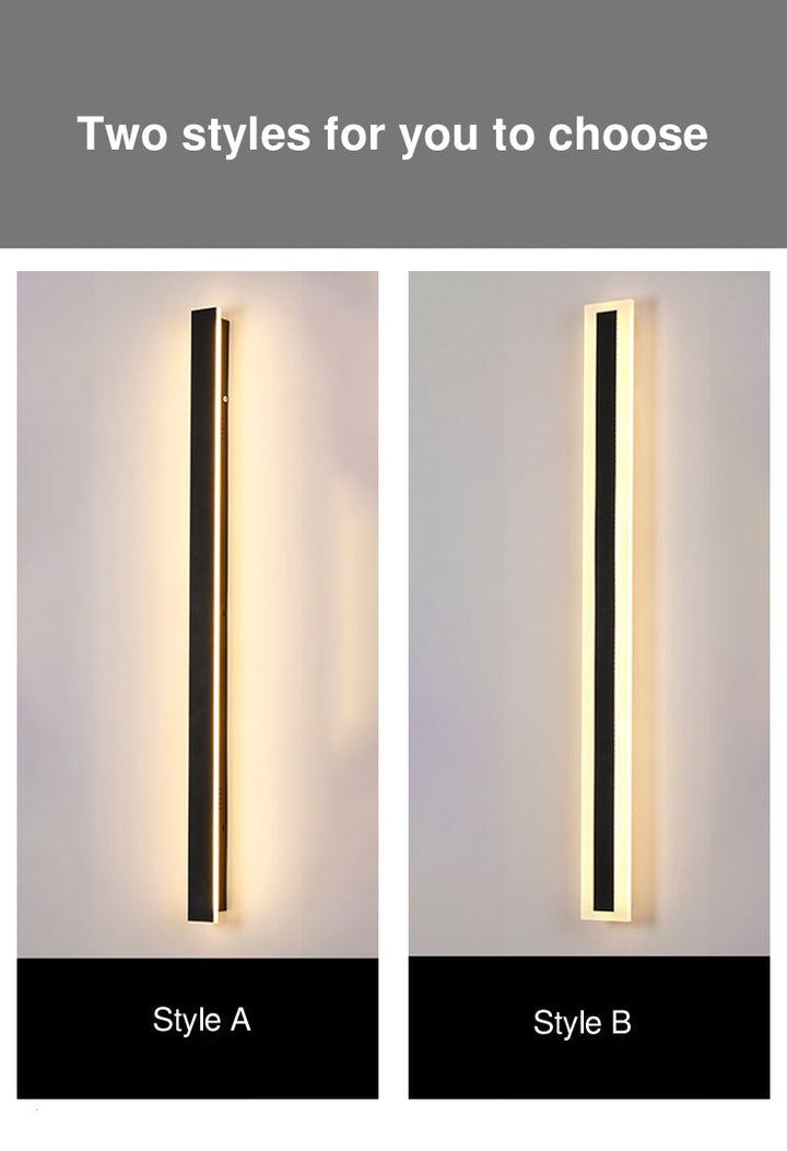 Moderne minimalistisk lang rektangulær aluminium akryl LED vegglampe for hage | Luvikno