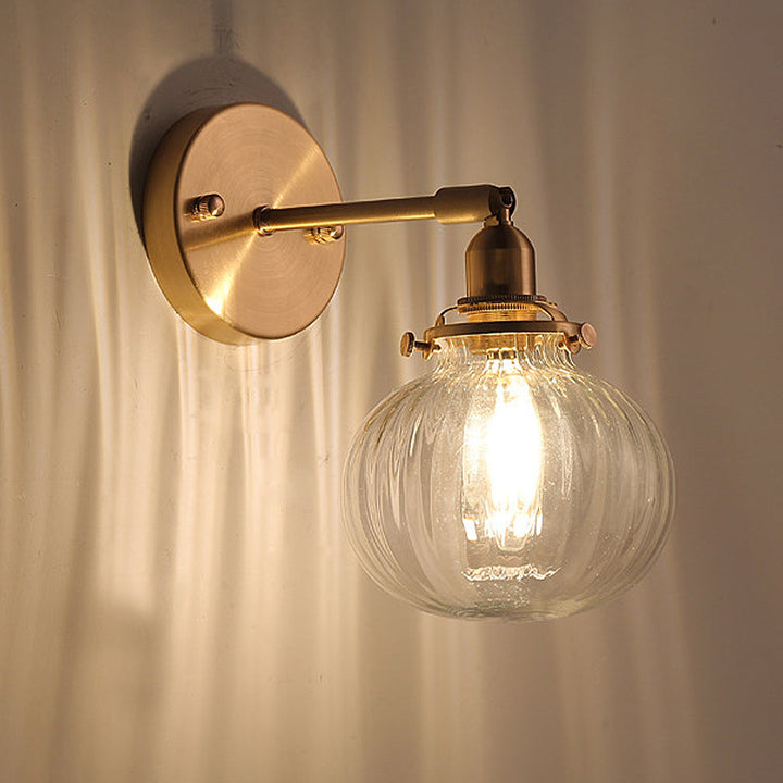 1 Hode Veggmontert Lampe Colonial Orb Klar/Kognac Prizmatisk Glass Sconse Belysning Armatur i Gull | Luvikno