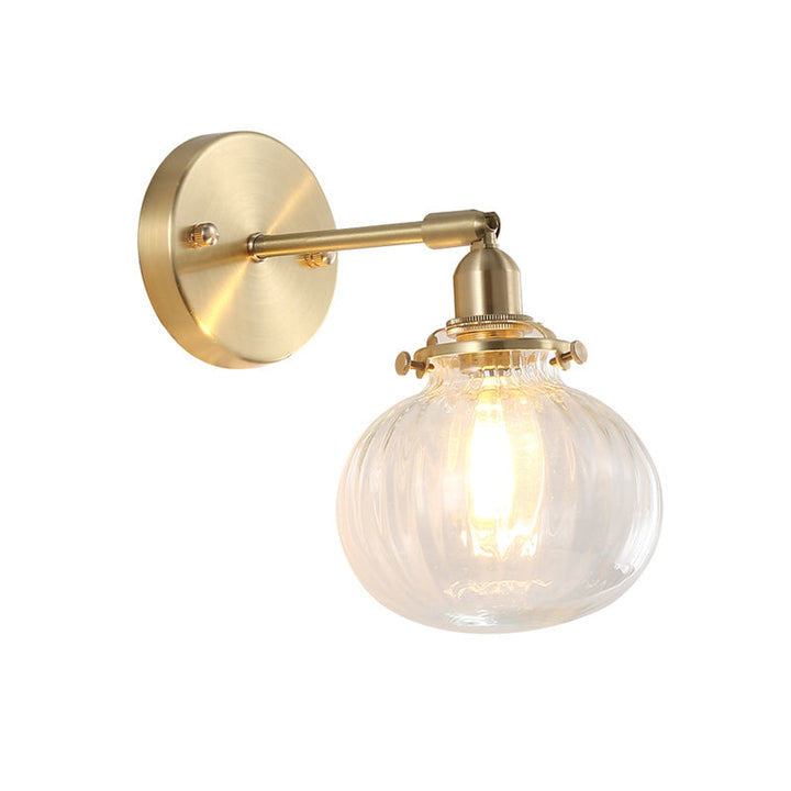 1 Hode Veggmontert Lampe Colonial Orb Klar/Kognac Prizmatisk Glass Sconse Belysning Armatur i Gull | Luvikno