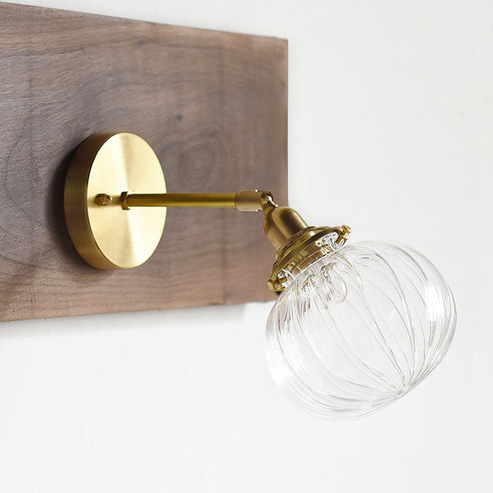 1 Hode Veggmontert Lampe Colonial Orb Klar/Kognac Prizmatisk Glass Sconse Belysning Armatur i Gull | Luvikno