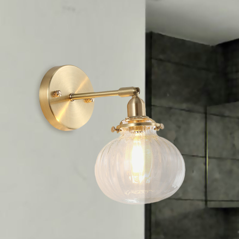 1 Hode Veggmontert Lampe Colonial Orb Klar/Kognac Prizmatisk Glass Sconse Belysning Armatur i Gull | Luvikno