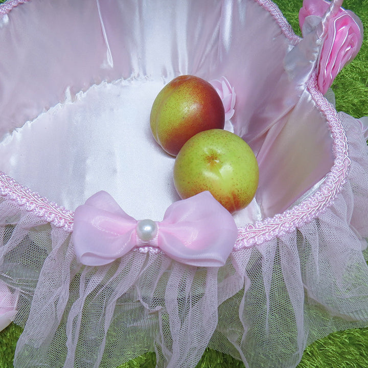 Damer Elegant Dekorasjonskurv med Tyll og Blomster Luvikno