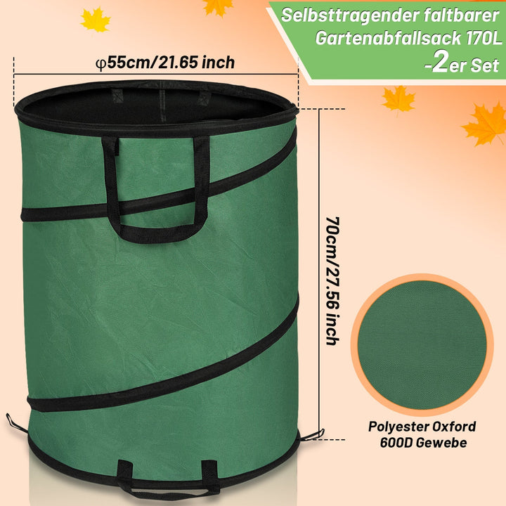 Gartensack Pop Up Hageavfallssekk 170L med Håndtak | Luvikno