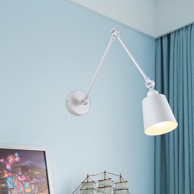 2-leddet svingarm vegglampe nordisk jern enkelt svart/hvitt vegglampe med innsnevret skjerm | Luvikno