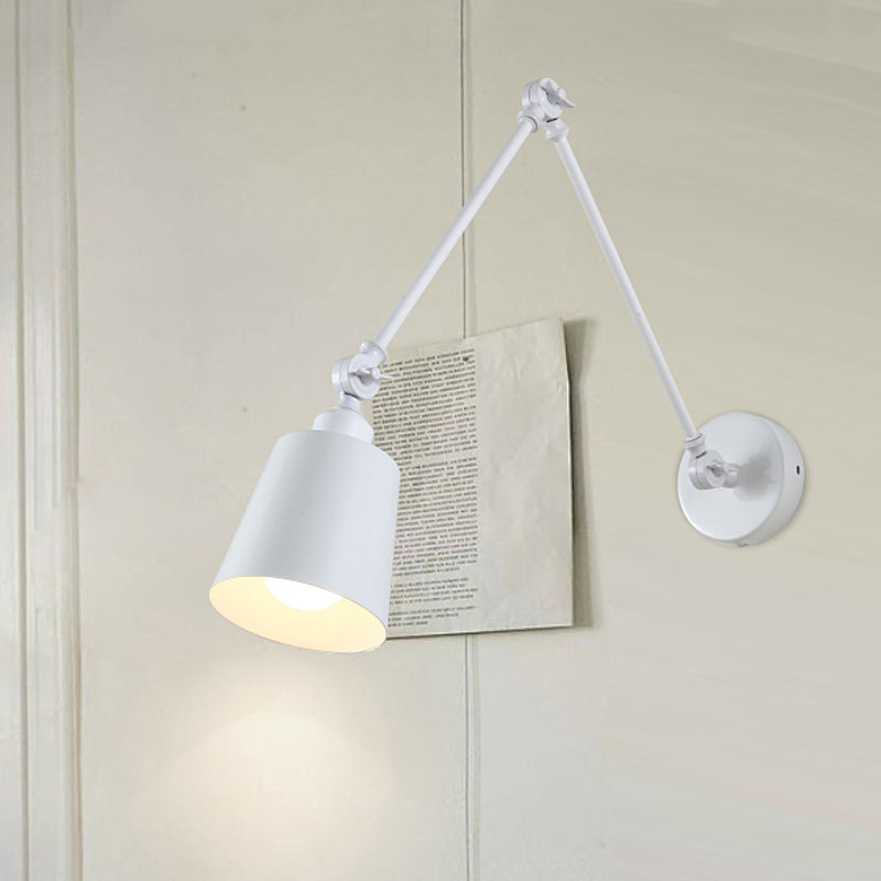 2-leddet svingarm vegglampe nordisk jern enkelt svart/hvitt vegglampe med innsnevret skjerm | Luvikno