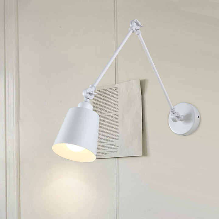 2-leddet svingarm vegglampe nordisk jern enkelt svart/hvitt vegglampe med innsnevret skjerm | Luvikno