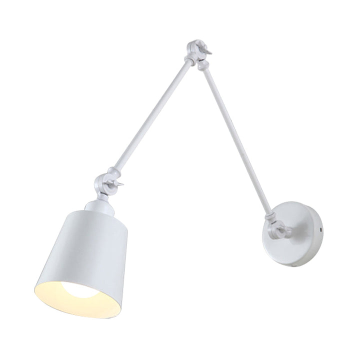 2-leddet svingarm vegglampe nordisk jern enkelt svart/hvitt vegglampe med innsnevret skjerm | Luvikno