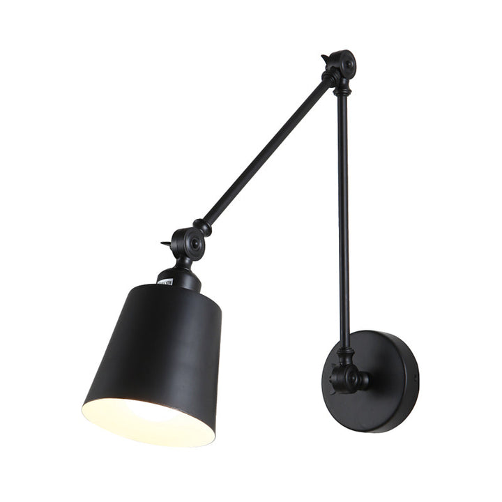 2-leddet svingarm vegglampe nordisk jern enkelt svart/hvitt vegglampe med innsnevret skjerm | Luvikno