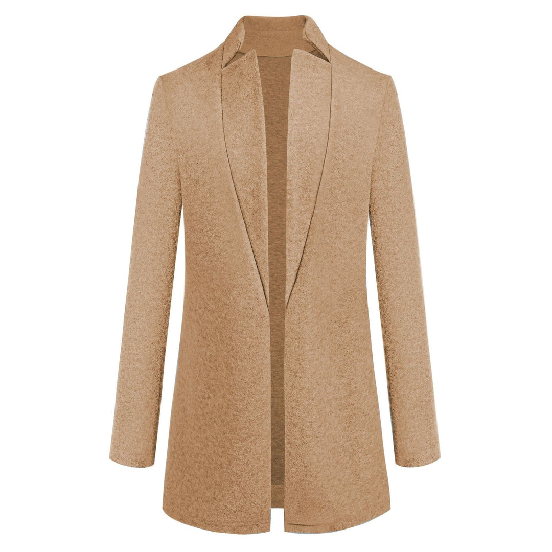 Luvik | Tyylikäs Tasavärinen Villakangastakki Pystykauluksella