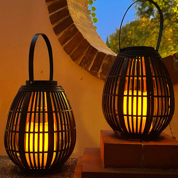 Moderne Art Deco Solrund Lantern Rattan LED Utendørs Landskapslys For Hage | Luvikno