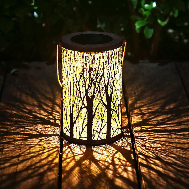 Moderne Art Deco Sol Sylinder Skjelett Lantern Jern LED Utendørs Landskapslys For Hage | Luvikno