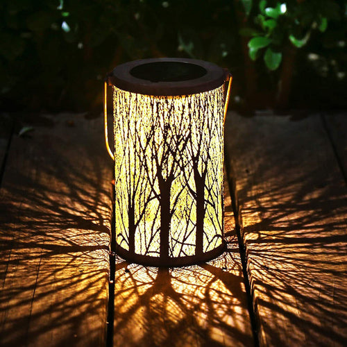 Moderne Art Deco Sol Sylinder Skjelett Lantern Jern LED Utendørs Landskapslys For Hage | Luvikno