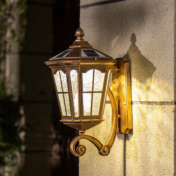 Europeisk sol utendørs lanterne aluminium glass vanntett 1-lykt vegg lampe | Luvikno