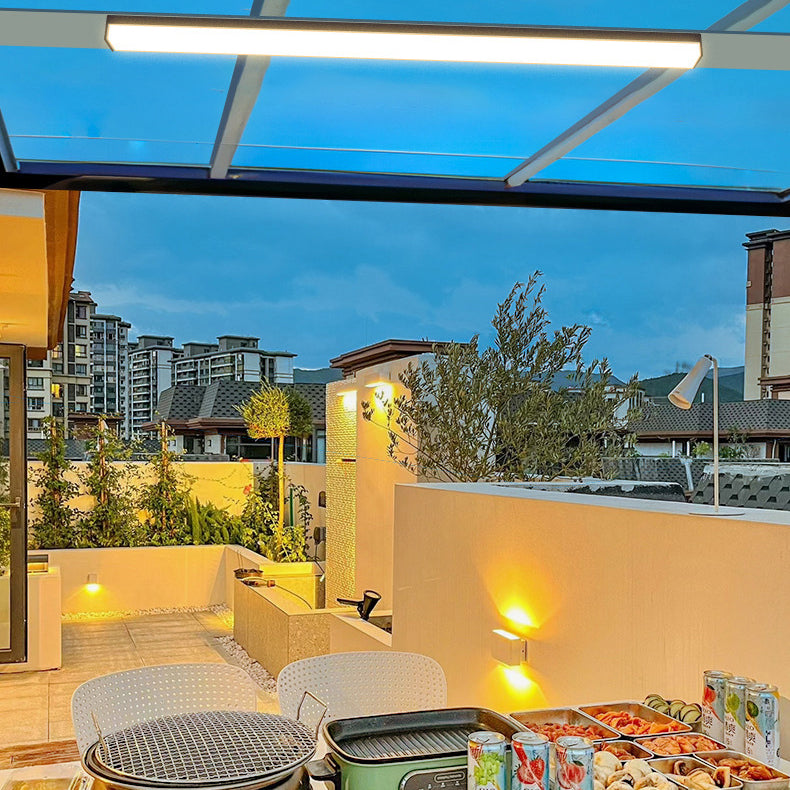Moderne Minimalistisk Lang Rektangulær Aluminium PC LED Takmontert Lys For Utendørs Patio | Luvikno