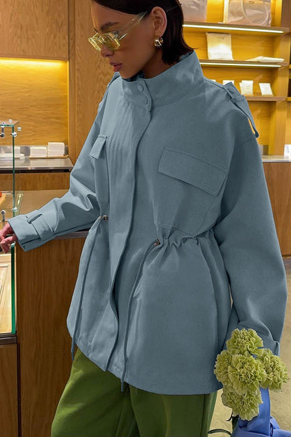 Luvik | Kaula-aukko kiristetty vyötärö puuvillatakki