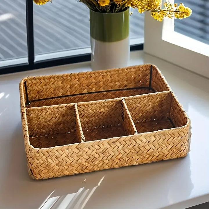Emly Rattan Organizer Basket | Luvikno