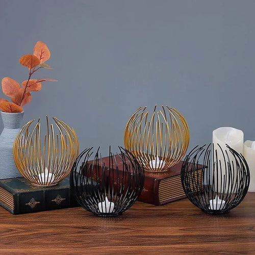 OrbGlo - Metallisk Eleganse - Ball Tealight Holder - Chic Atmosfære | Luvikno