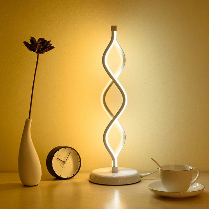 Luvikno | Elegant Hvit LED Spiral Bordlampe – Perfekt for Stilige Rom