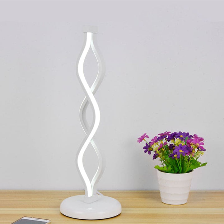 Luvikno | Elegant Hvit LED Spiral Bordlampe – Perfekt for Stilige Rom